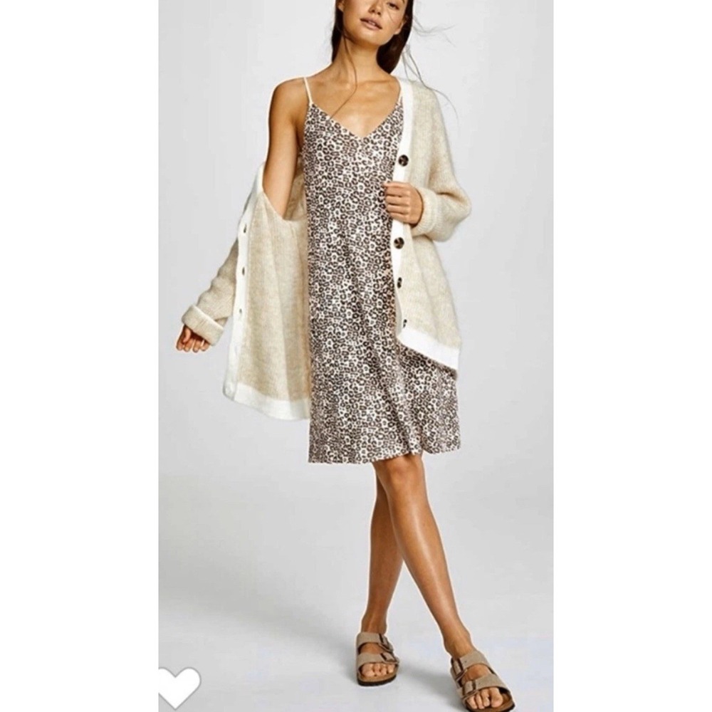ATM Anthony Thomas Melillo Leopard Print Cotton Slip Mini Dress AW2189-FK6 Tan‎
